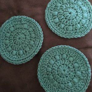 3 handmade crochet face cloths / dish cloths